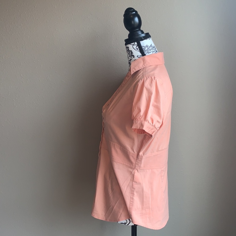 NY&Co Light Orange Short Sleeve Button Down Shirt *2 for $5* - Picture 4 of 8